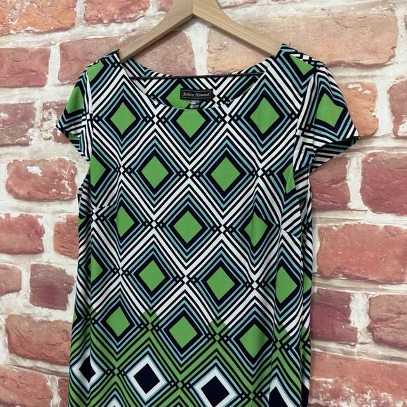 Jessica Howard Dress Womens Large Multicolor Retro Diamond Striped Casual Career - Picture 4 of 8